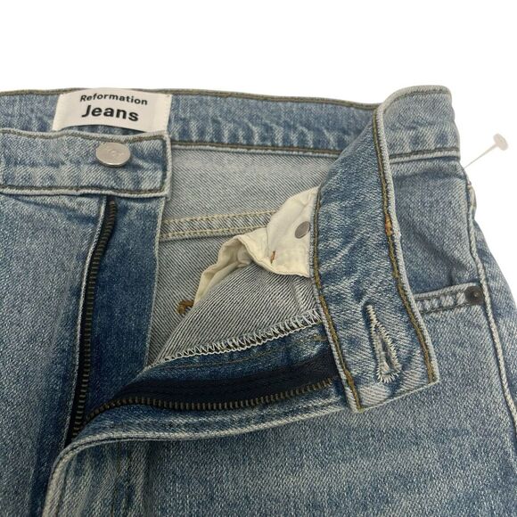 Reformation Liza High Rise Straight Cropped Jeans Montego Destroyed Size 28 - Picture 7 of 10